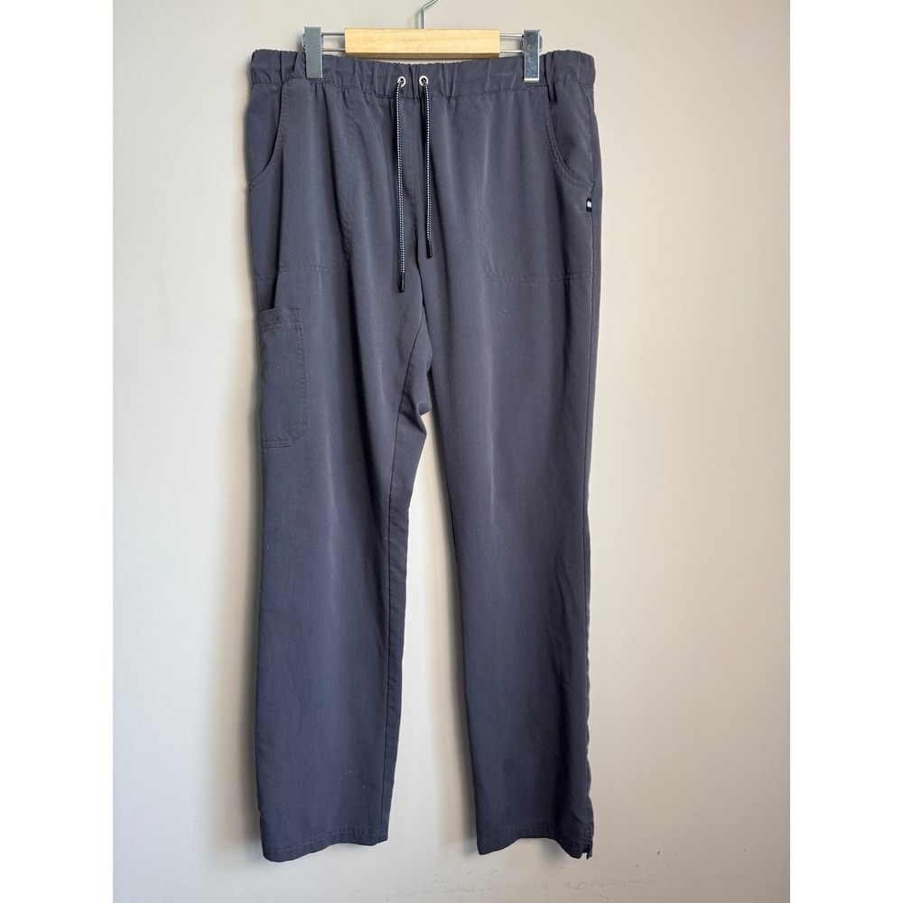 Koi Cargo Scrub Pants Medium Tall Drawstring Comfort Workwear Dark Grey Utility